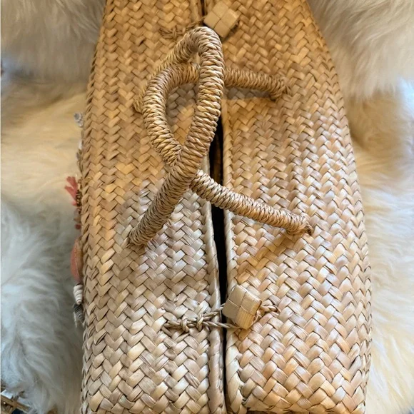 1960s Mid Century Seashell Embellished Woven Tote / Beach Bag Rare Find! - Picture 4 of 16